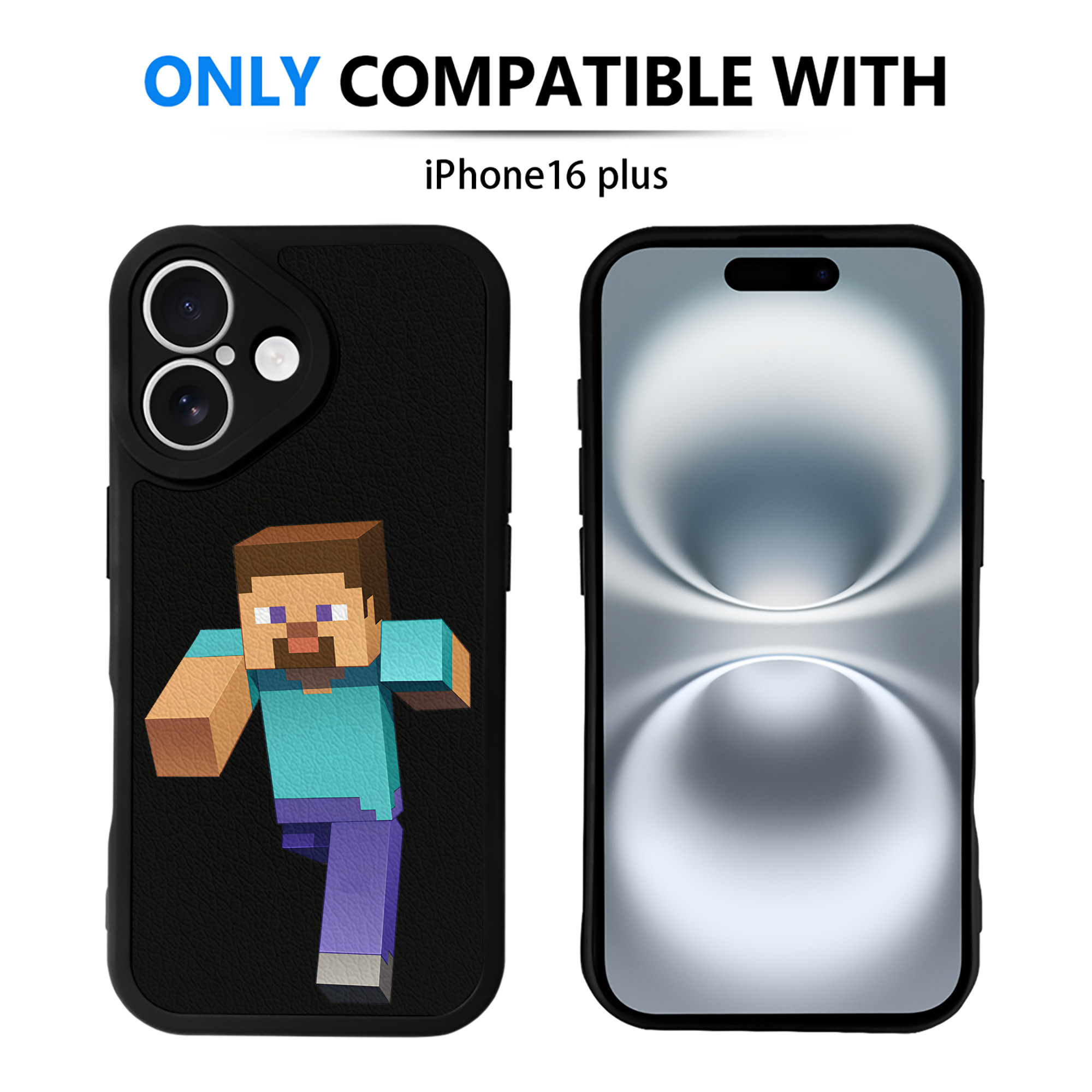 （画像用） マインクラフト ブロックの世界 Minecraft MC Block world 【iPhone 16シリーズ対応】シリコンスマホケース（レザー調） 材質：シリコン